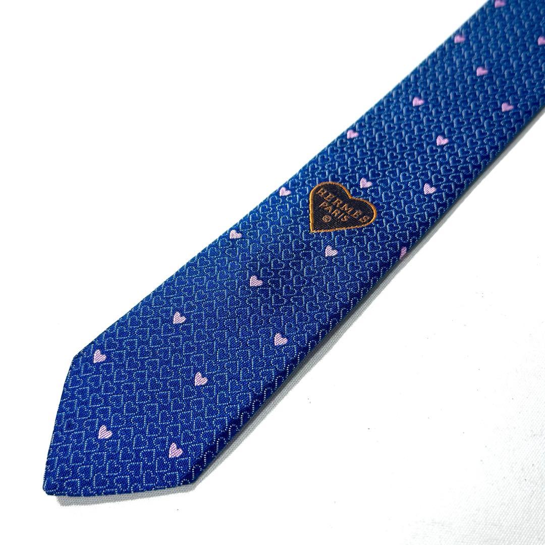 HERMES エルメス ネクタイ ハート柄 ジャガード シルク100% フランス