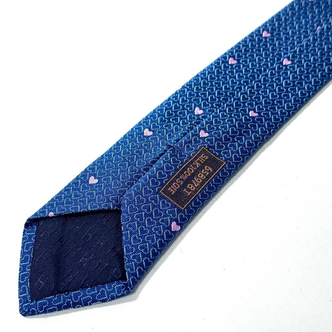 HERMES エルメス ネクタイ ハート柄 ジャガード シルク100% フランス