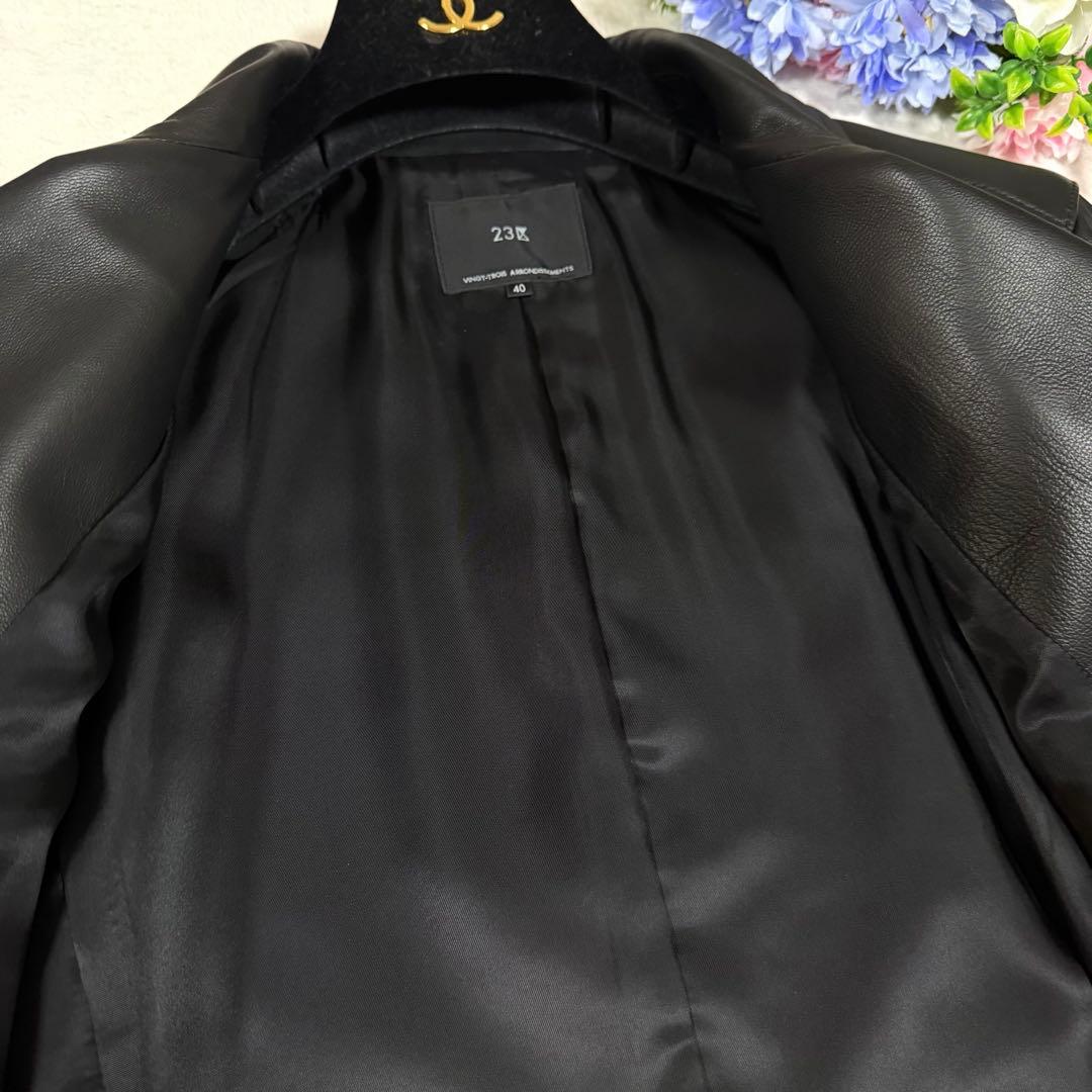 美品★23区★ラムレザーダブルライダースジャケット　40 羊革 ブラック　黒
