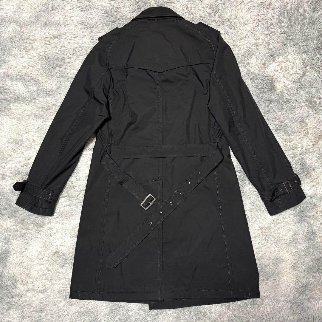 バーバリーブラックレーベル トレンチコート 裏地チェック 腰ベルト付き Lサイズ