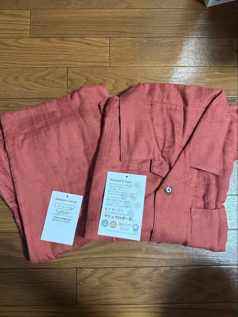 UCHINO マシュマロガーゼ パジャマ オレンジ レッド 朱色