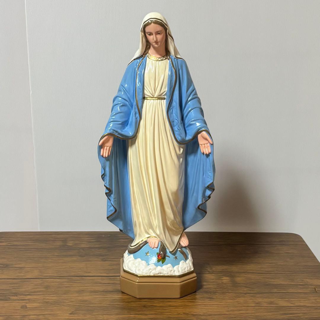 【未使用】マリア像　高さ５1cm 彫刻　無原罪の聖母像　置物　キリスト教