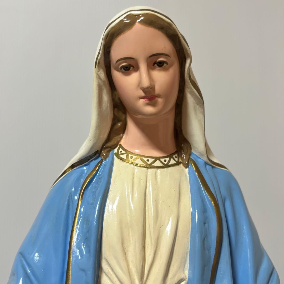 【未使用】マリア像　高さ５1cm 彫刻　無原罪の聖母像　置物　キリスト教