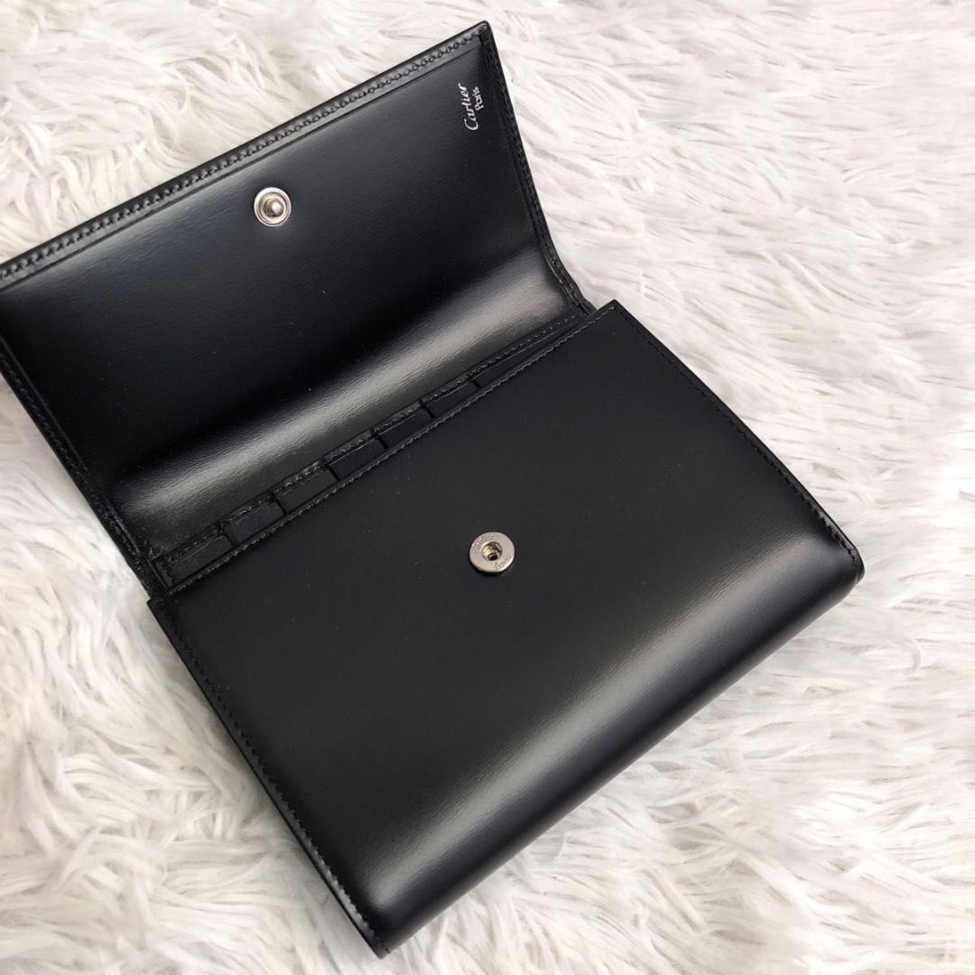 財布 ブランド 黒 Cartier カルティエ パンテール 箱付き レザー 本革