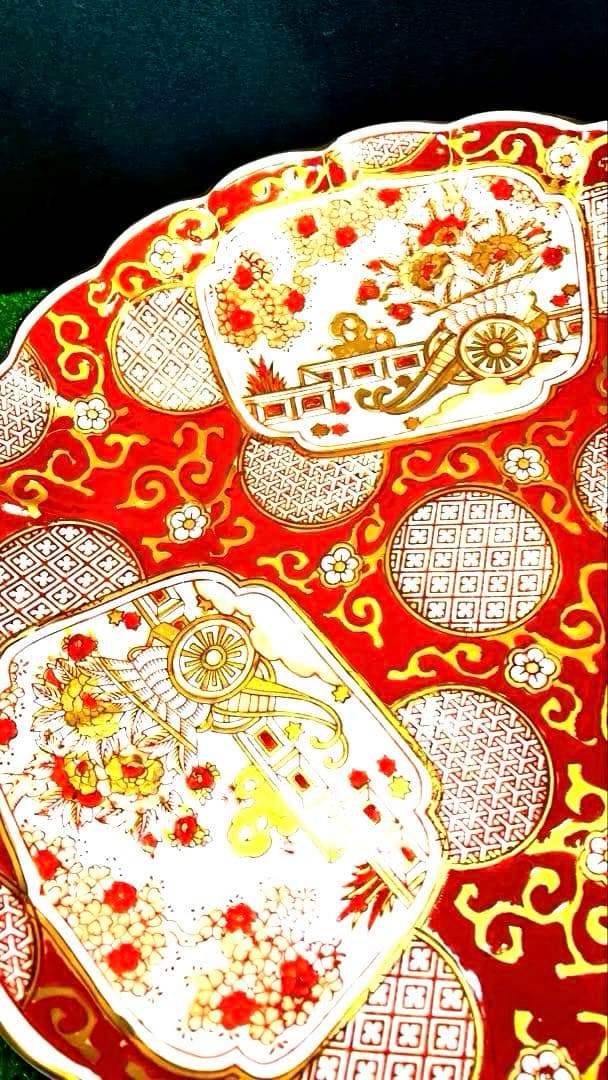 k*n様 【売り切れ御免！】有田焼 秀峰作 古伊万里様式 赤絵金彩 花車文 大皿