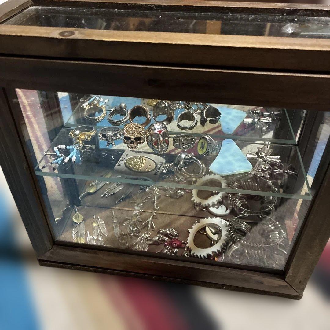 木製ガラスケース 2段棚付き二個せっセット