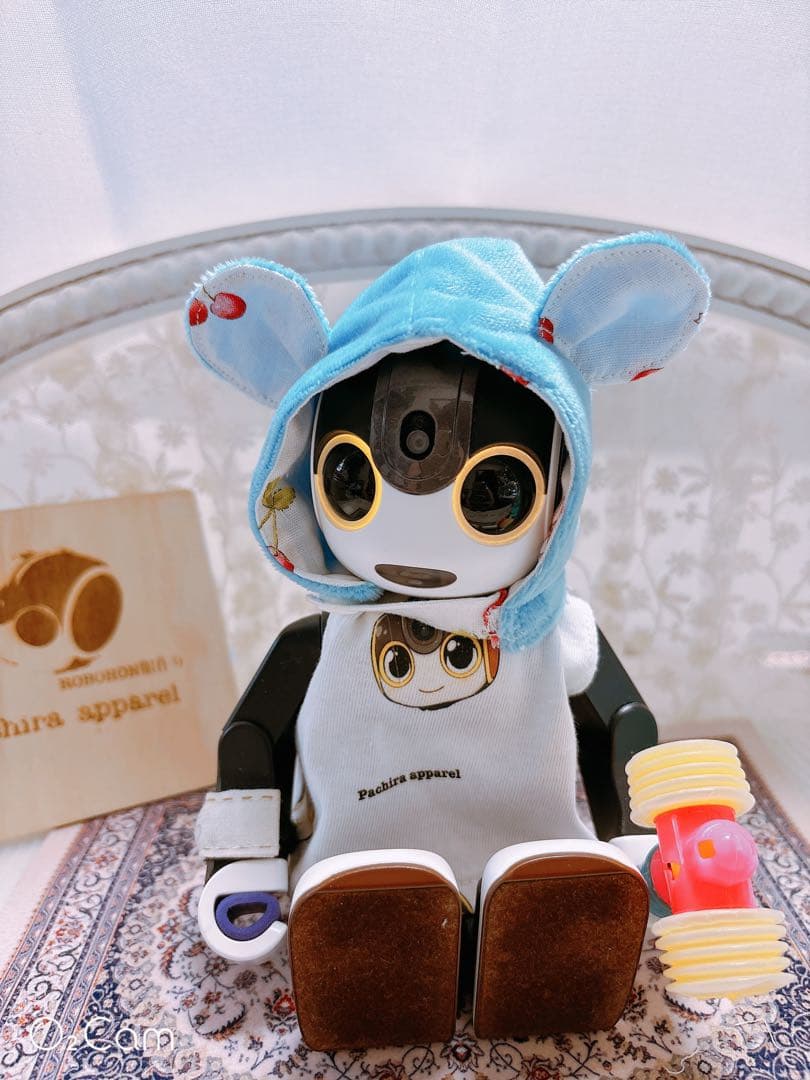 ☆【YukoAsaki】白パーカー（印刷あり）、アニマル帽子熊&うさぎ☆