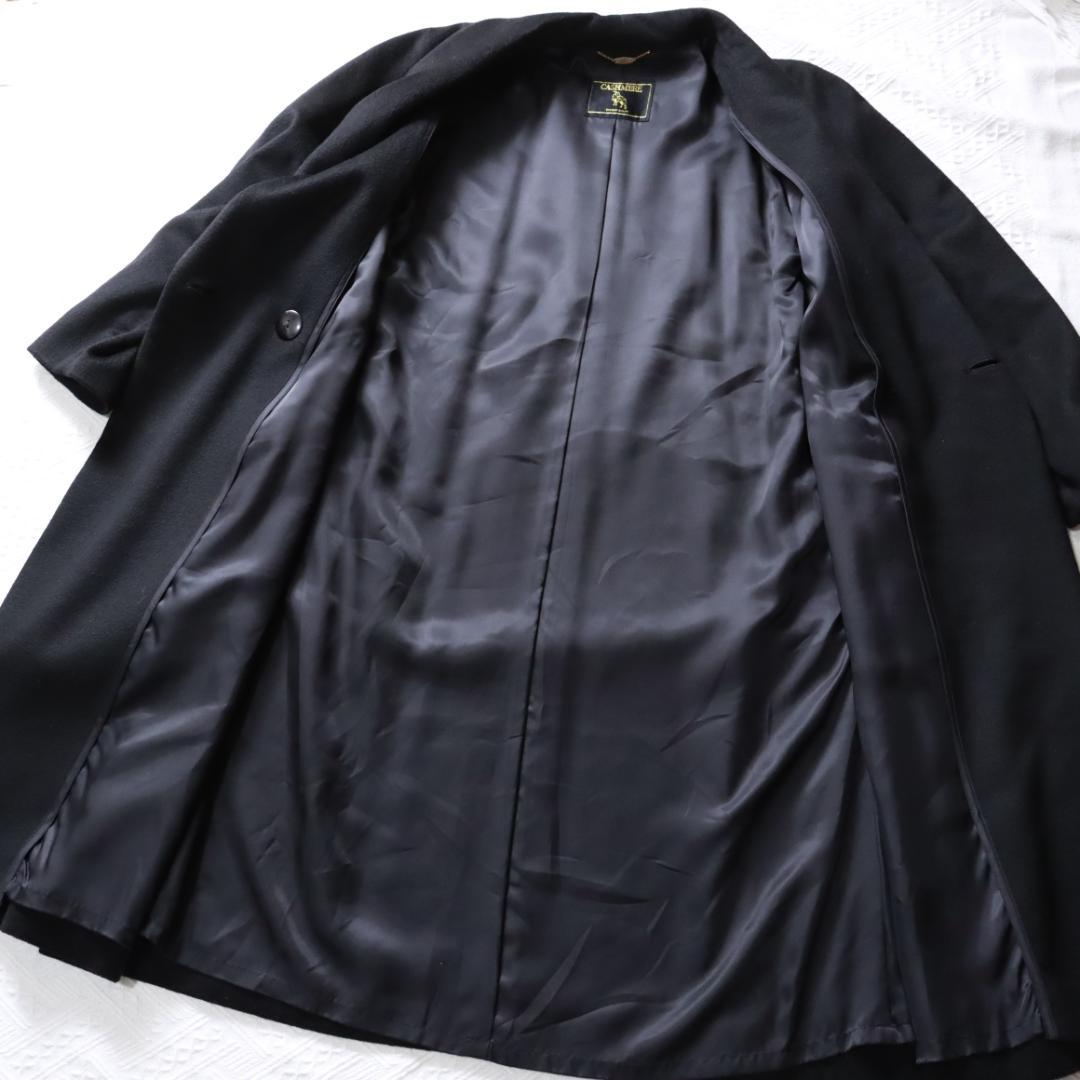 極美品！カシミア100％！高級ロングコート　丸襟　チェスターコート　マキシ丈