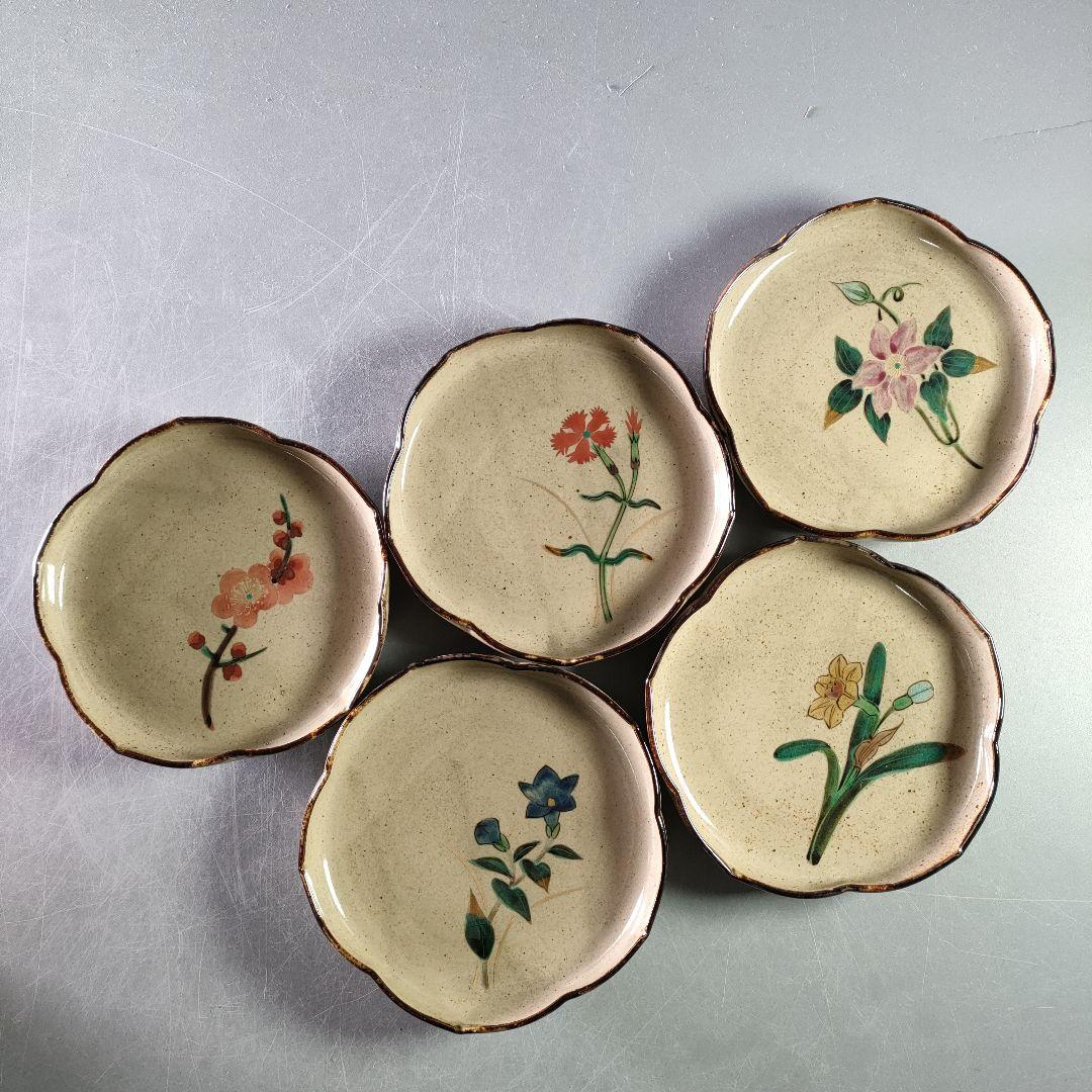 A907-3/勲 造/花草文銘々皿5客/小鉢/向付/絵変わり/飾皿/