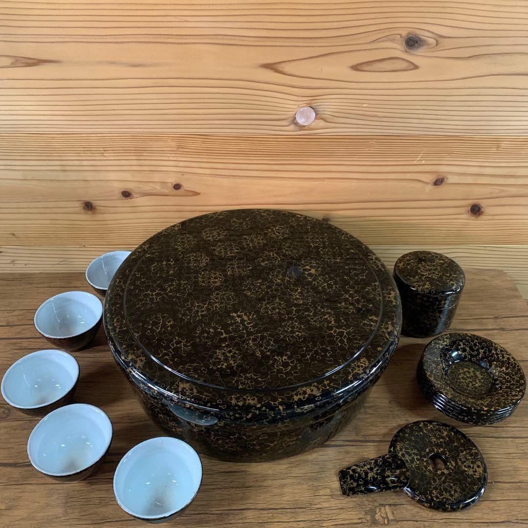 津軽塗　茶道具　唐塗　茶櫃　茶器　茶托　茶筒　セット
