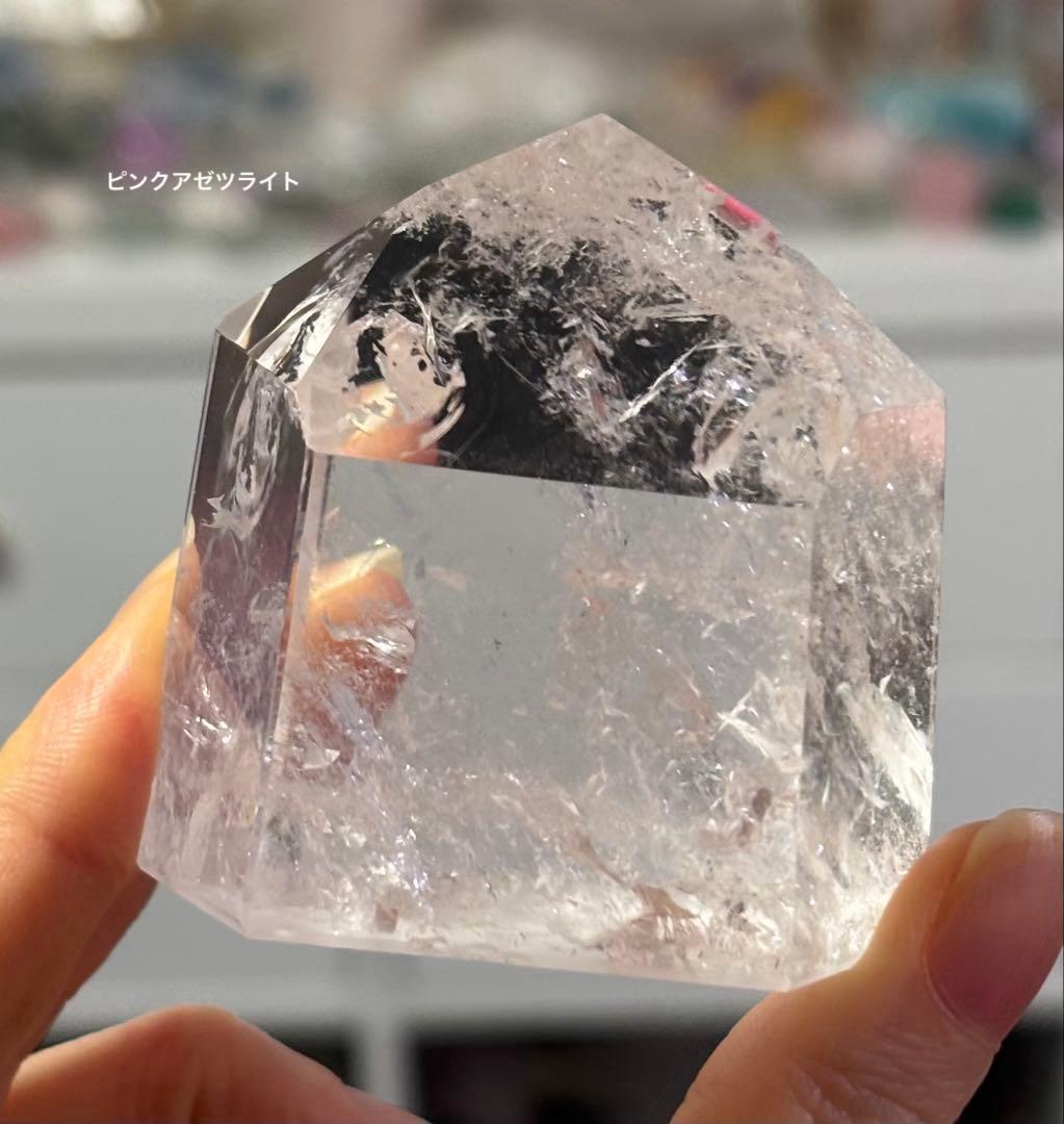 レア　高品質　ピンククォーツ　ピンクアゼツライト　大きめタワー　ポイント