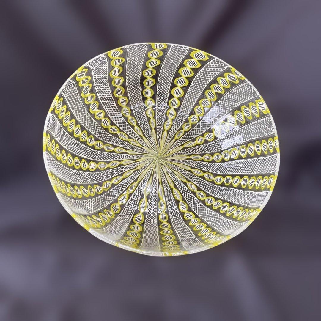 ヴェネチアングラス サラダボール ホワイト&イエロー