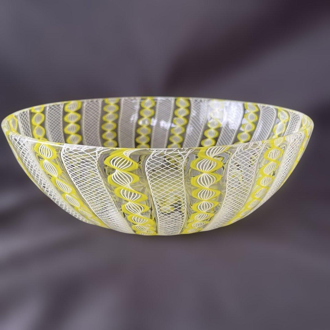 ヴェネチアングラス サラダボール ホワイト&イエロー