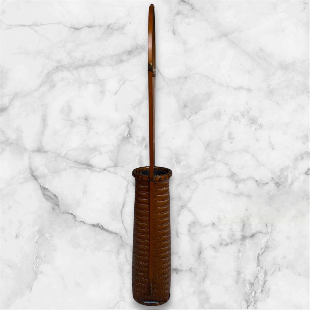 希少✨茶花　花入　竹細工　林真光　在銘　竹編手付　花籠　茶道具　華道具　花器