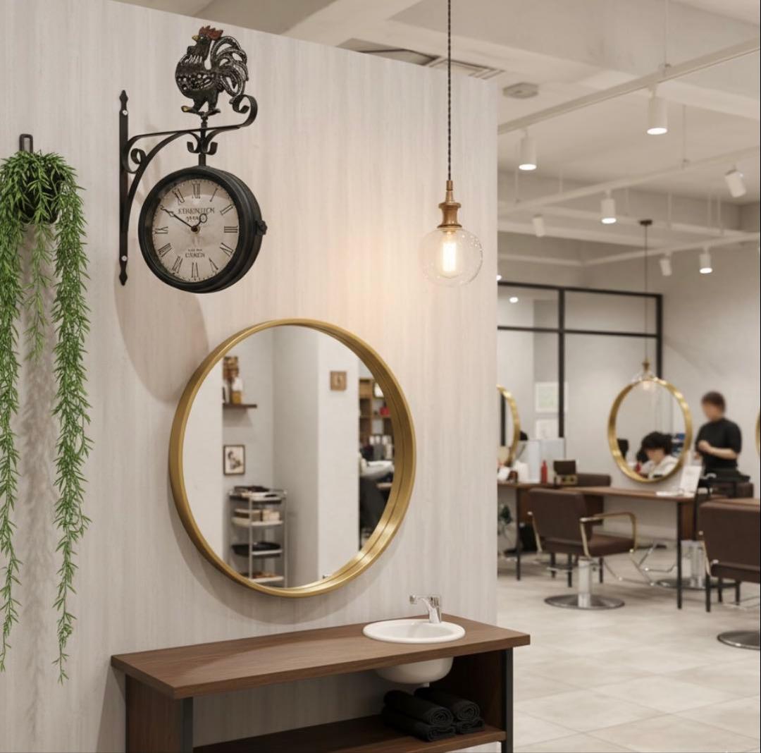 おしゃれな壁掛け時計 アンティーク 風見鶏top 両面時計 艶無しブラック