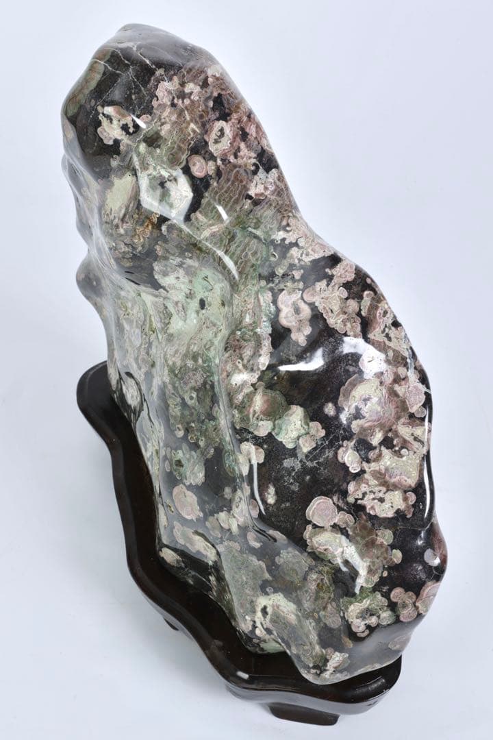 紅梅 梅花石 台座付 15kg 鑑賞石 牡丹石 菊花石 紋石 水石 原石 飾石