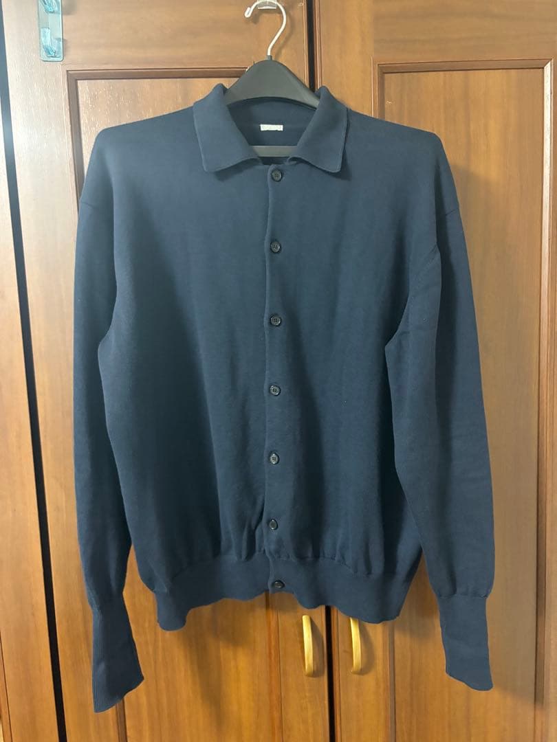 美品 a.presseアプレッセ コットンニットポロカーディガン