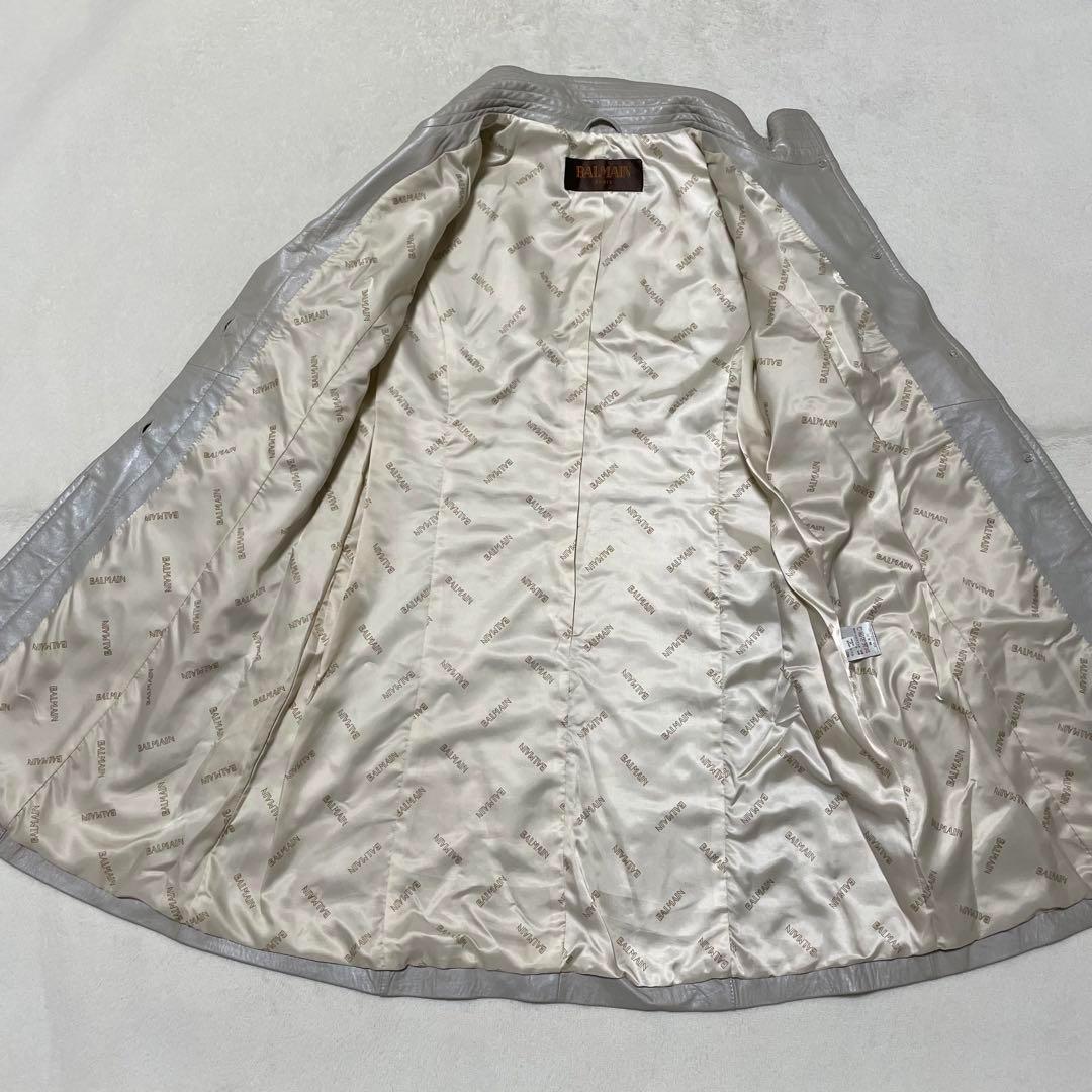 941 BALMAN ラムレザー スタンドカラー コート グレー系 L 11