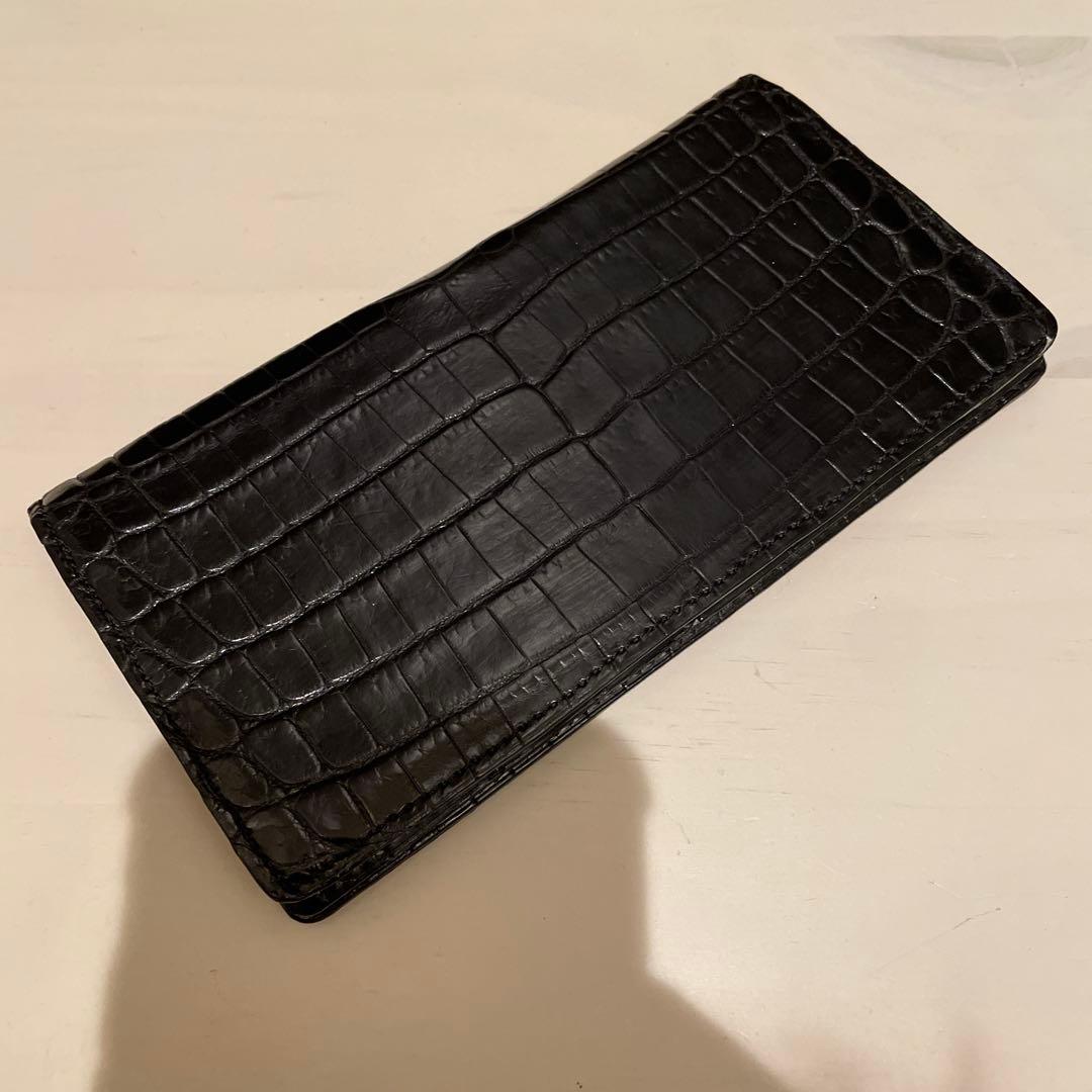 美品！ クロコダイル ポロサス 長財布 ブラック JRA