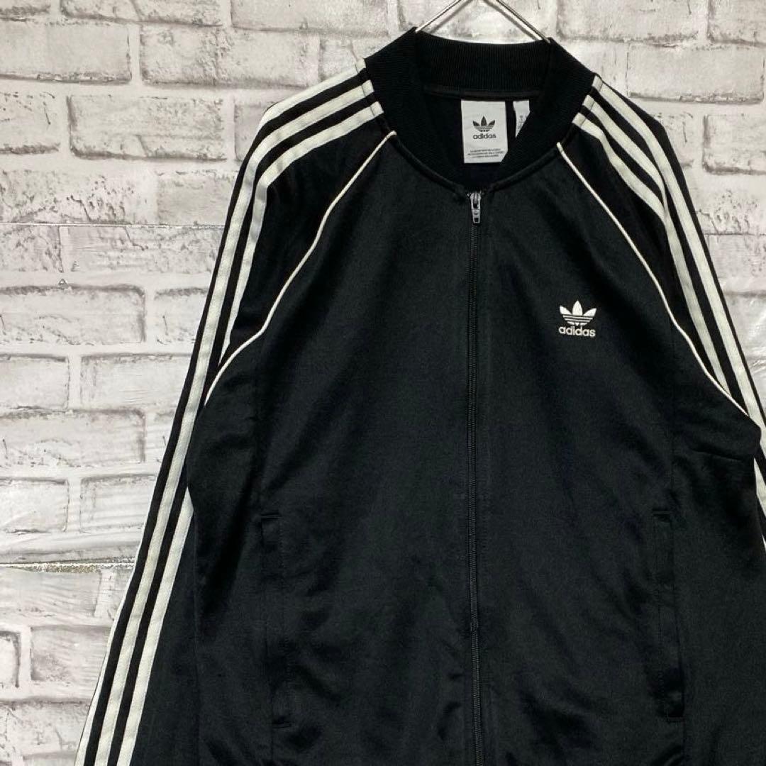 アディダス ジャージトラックジャケット　ブラック2XL トレフォイルロゴ刺繍85