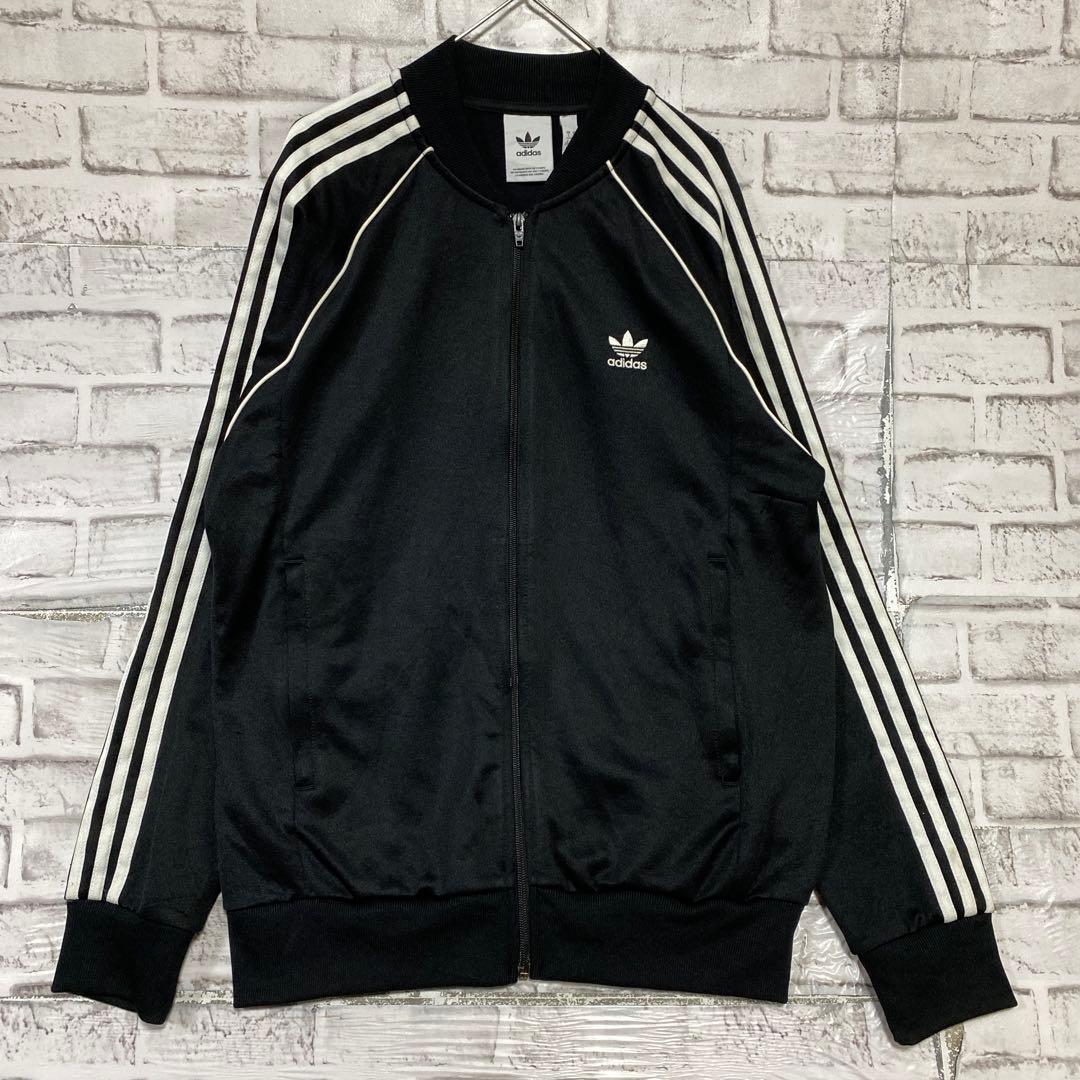アディダス ジャージトラックジャケット　ブラック2XL トレフォイルロゴ刺繍85