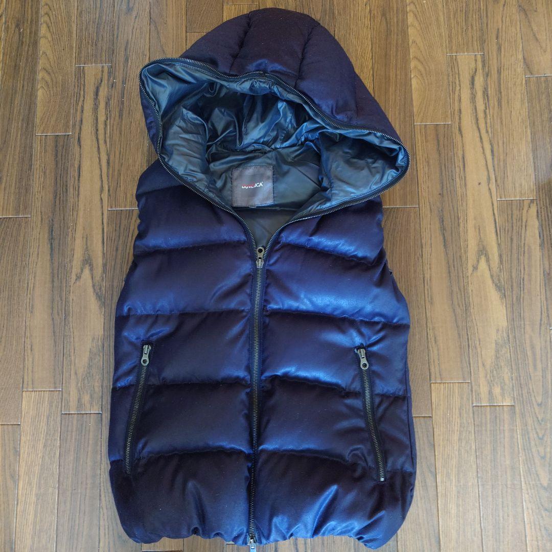 DUVETICA ネイビー フード付きダウンベスト サイズ40