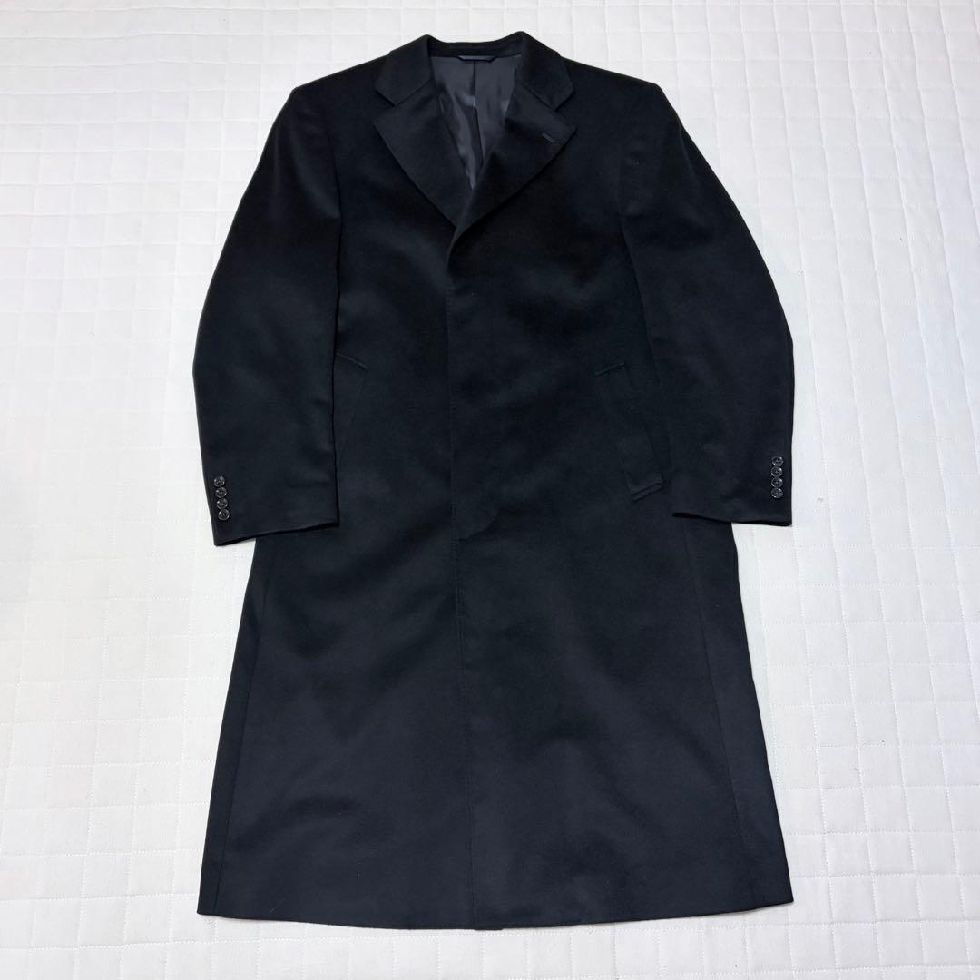 【極美品】カシミヤ100% メンズ チェスターコート XL 黒