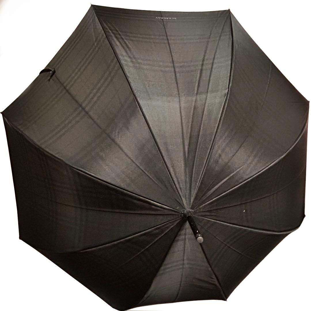 美品 バーバリー BURBERY 長傘 黒無地 裏ベージュバーバリーノバチェック