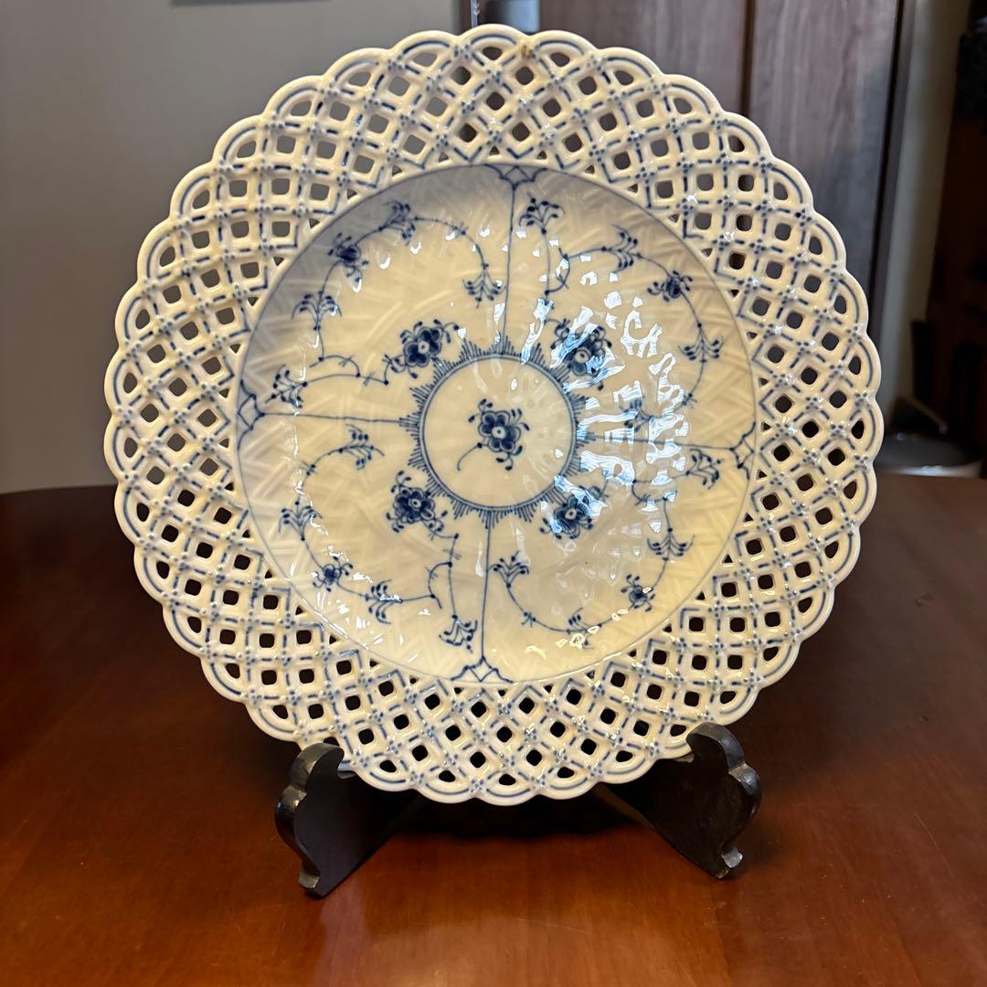 ブルーフルーテッド フルレースプレート 25cm