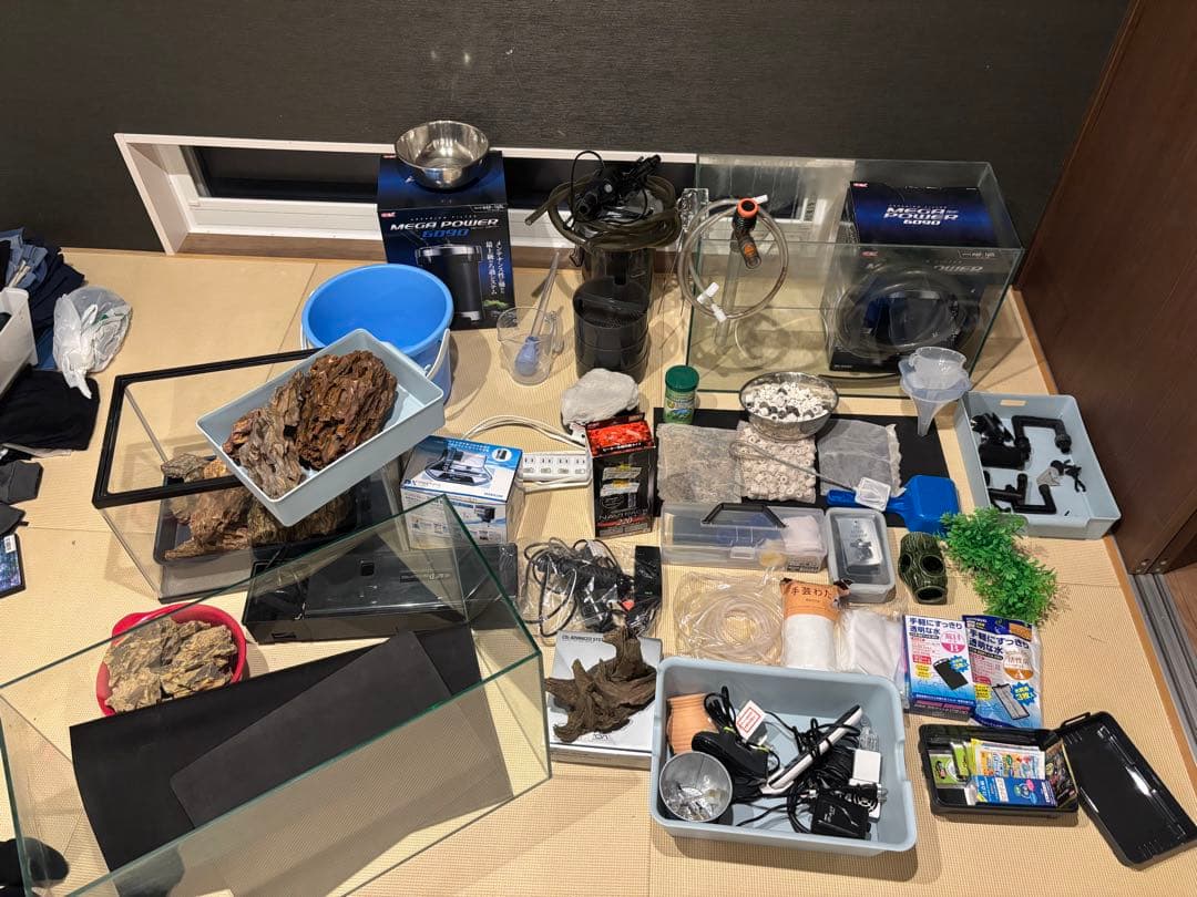 ガラス水槽とMEGA POWERフィルターセット