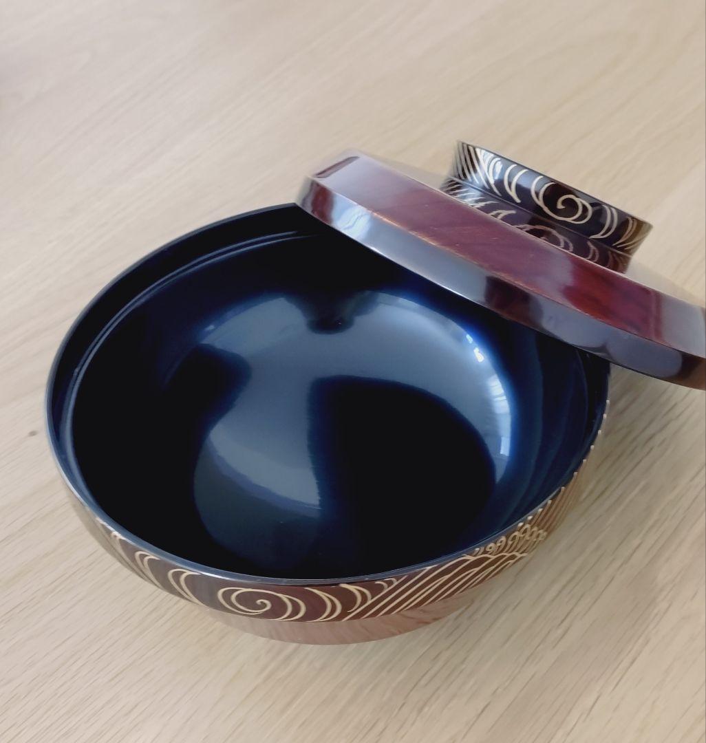 平安象彦　漆　煮物椀　口径14cm 二脚セット　おそらく新品