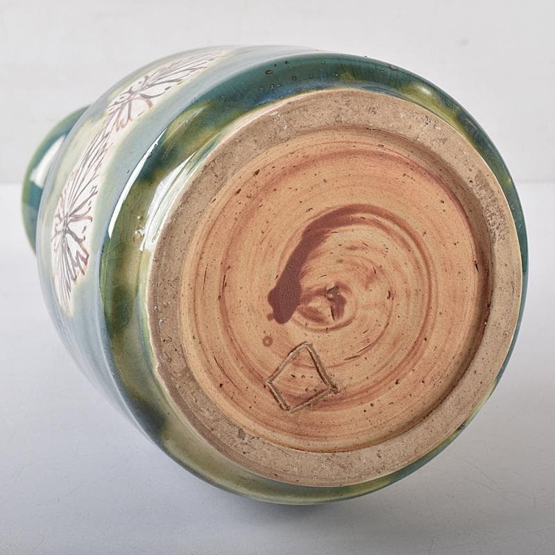 北大路魯山人作　織部焼　花文　耳付花瓶　黒田陶々庵極箱　M　R8680B