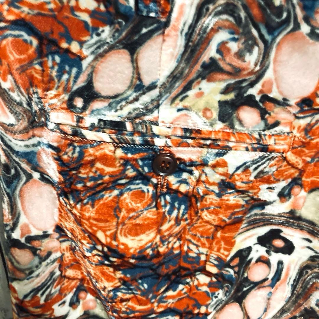 Needles ニードルズ 20AW 総柄ベロアパンツ オレンジ マーブル模様