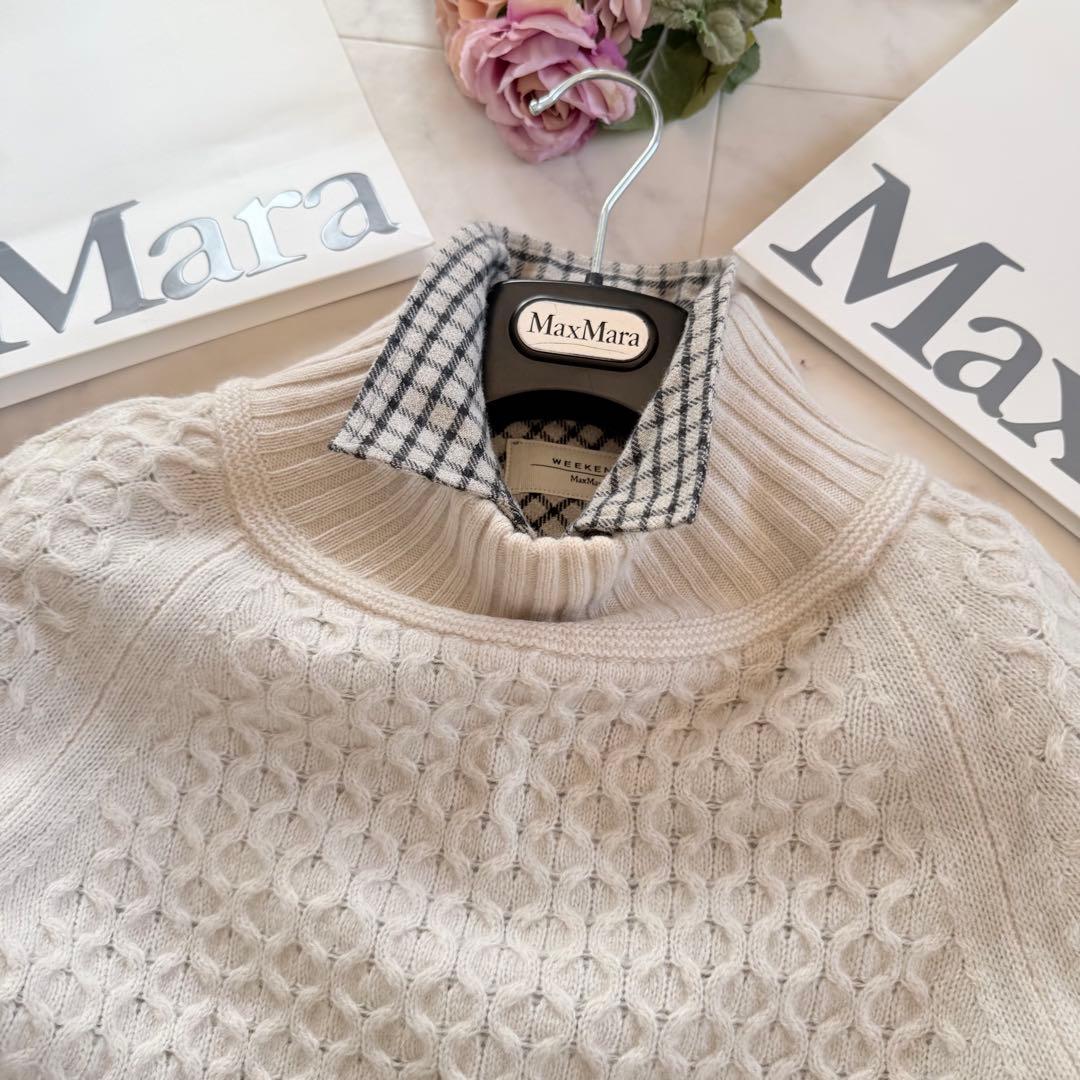 美品★マックスマーラ バージンウールケーブルニットセーター チェックシャツ 2点