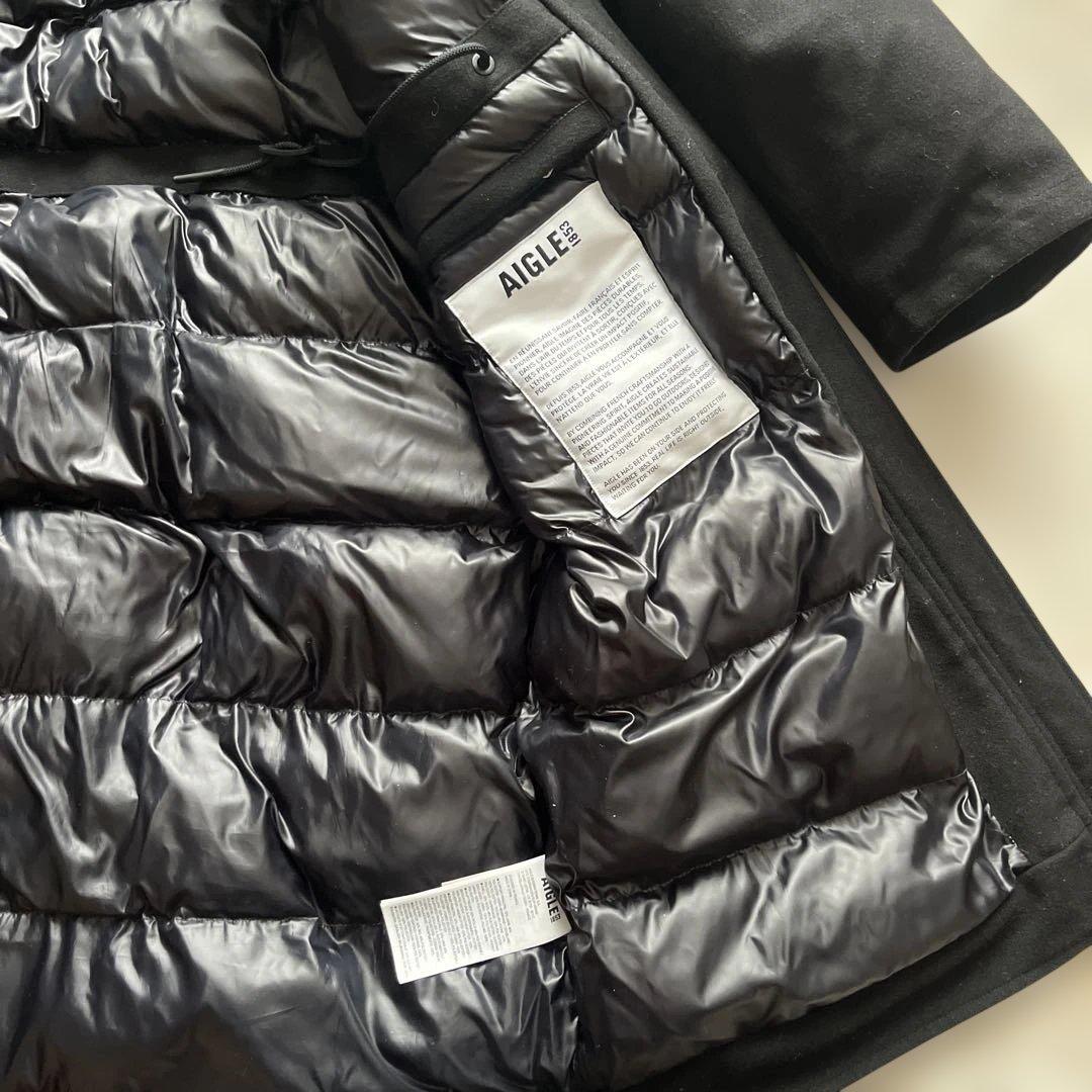 かりんとうさん専用美品 42 AIGLE ブラック ロングコート フード付 L〜