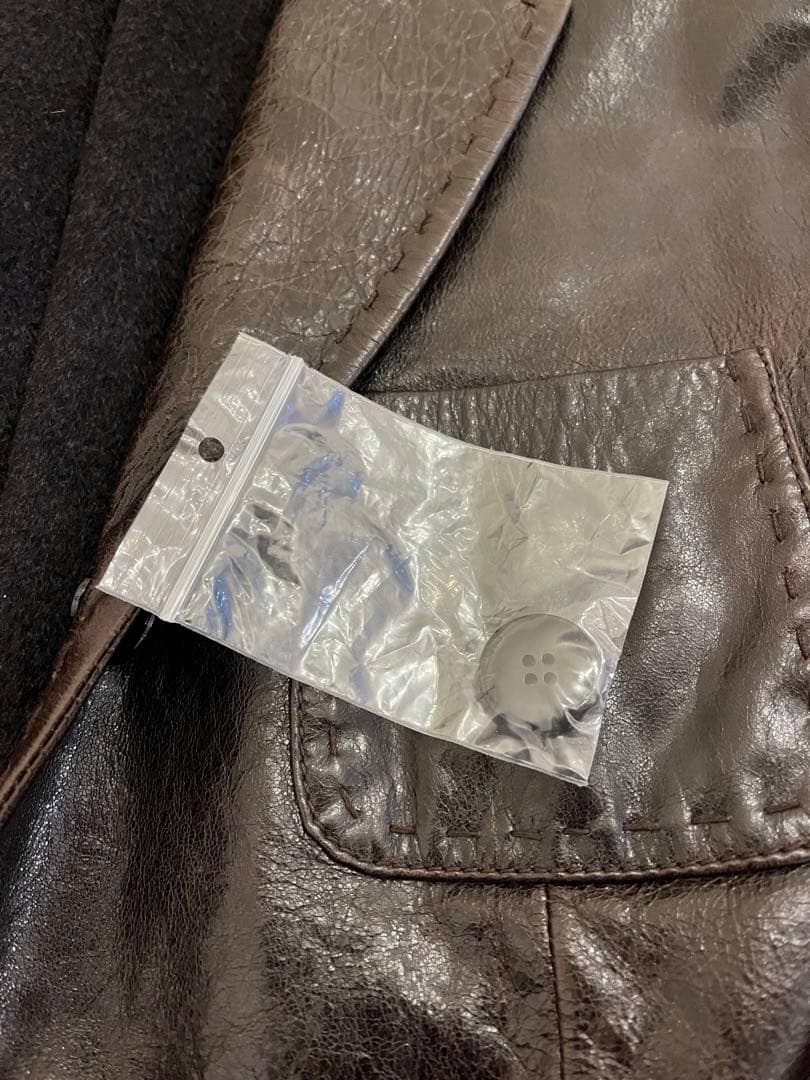 【Kiton】ジャケット　レザー　羊革　カシミヤ100% ダメージ加工