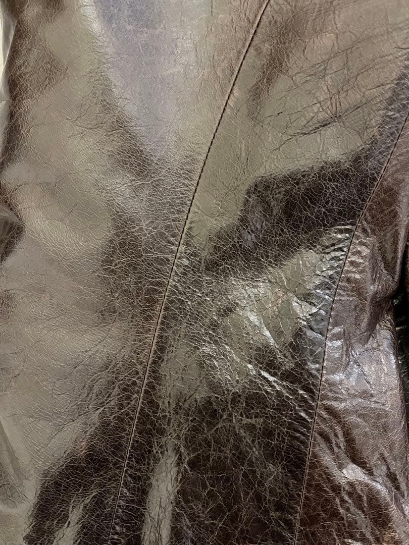 【Kiton】ジャケット　レザー　羊革　カシミヤ100% ダメージ加工