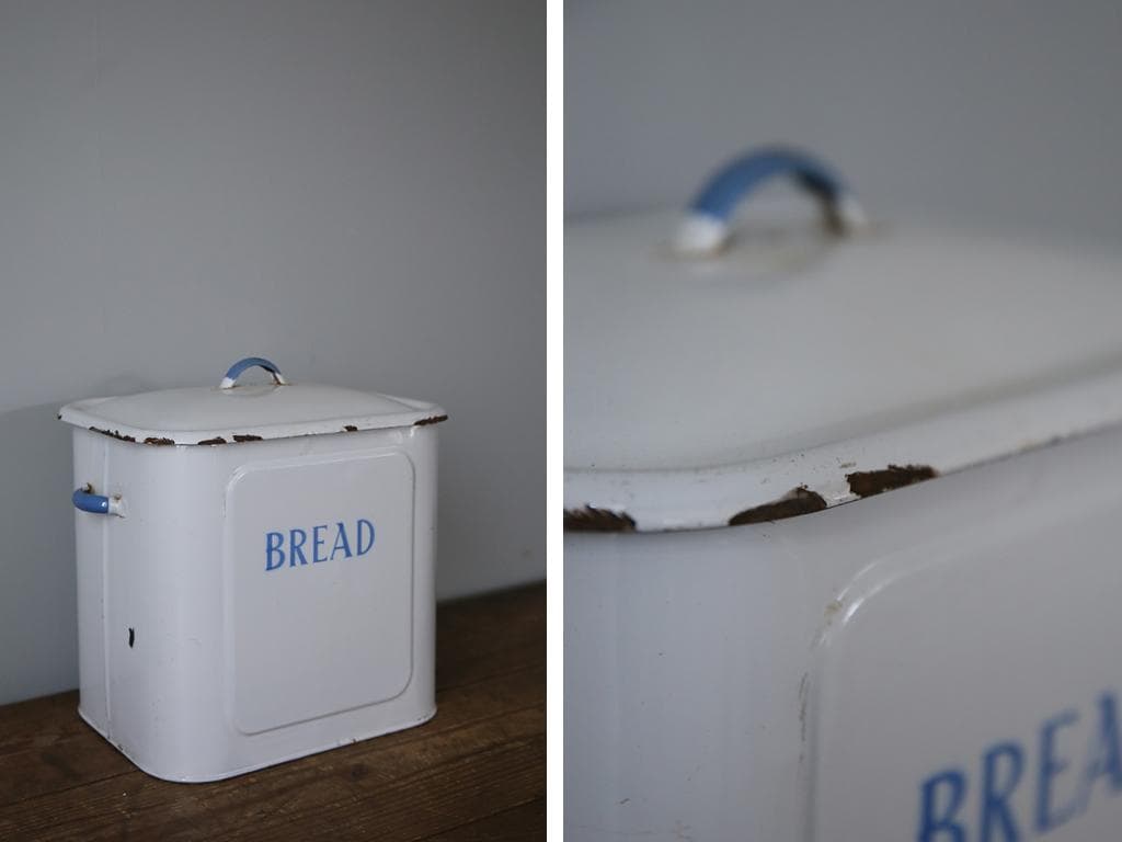 英国アンティーク琺瑯製ブレッド缶/ホーローキャニスター/米びつ(83-242)