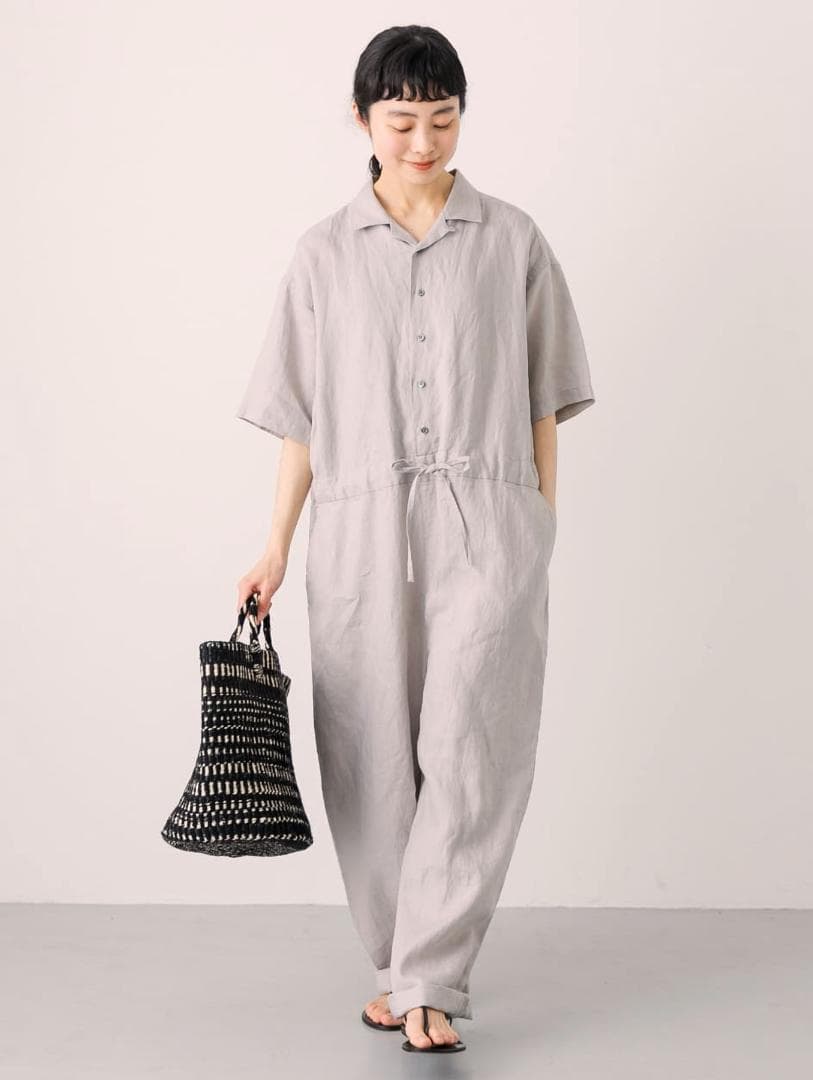 2025 春夏新作 かぐれ kagure リネンハーフスリーブオールインワン＊G