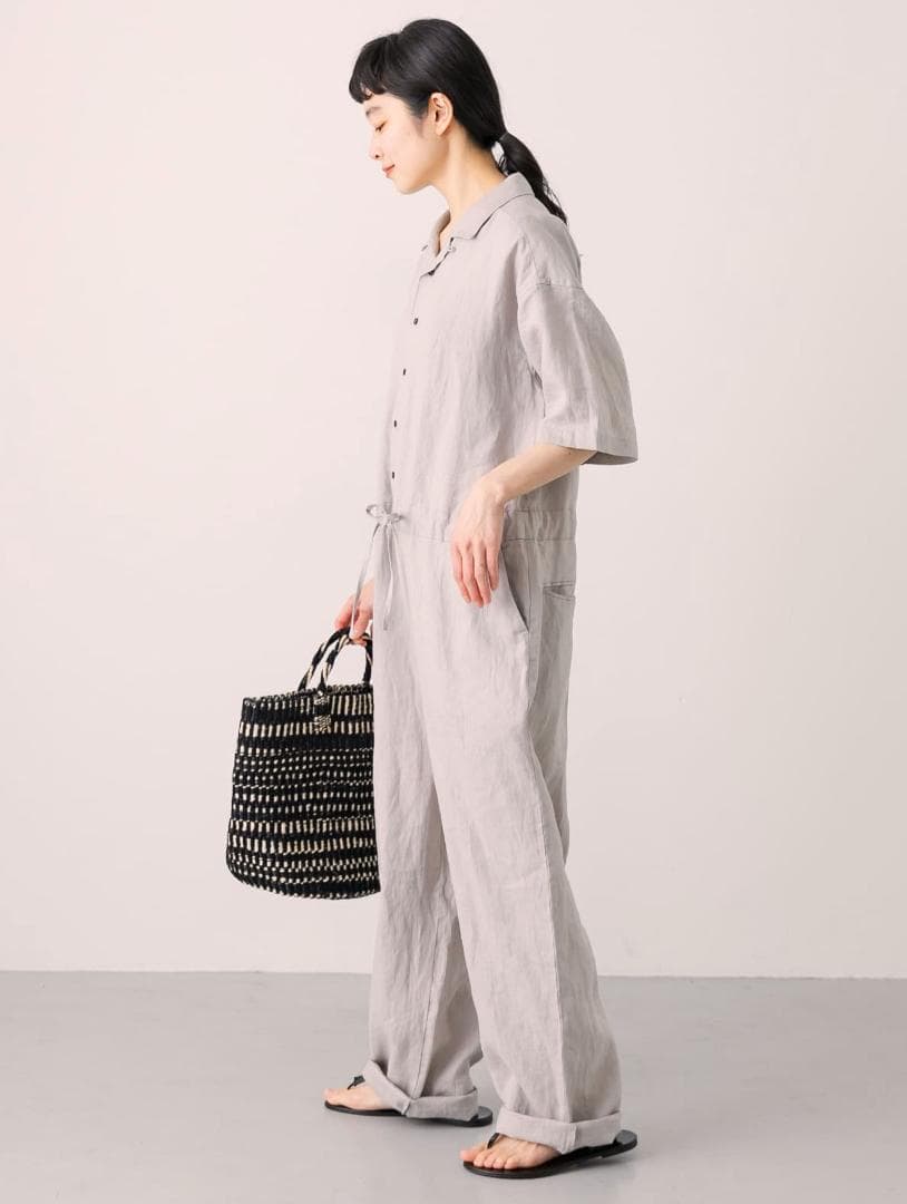 2025 春夏新作 かぐれ kagure リネンハーフスリーブオールインワン＊G