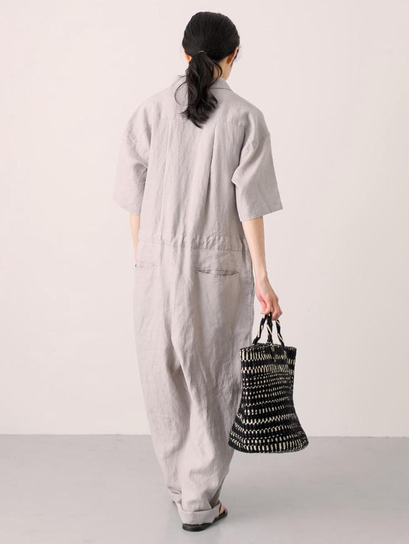 2025 春夏新作 かぐれ kagure リネンハーフスリーブオールインワン＊G