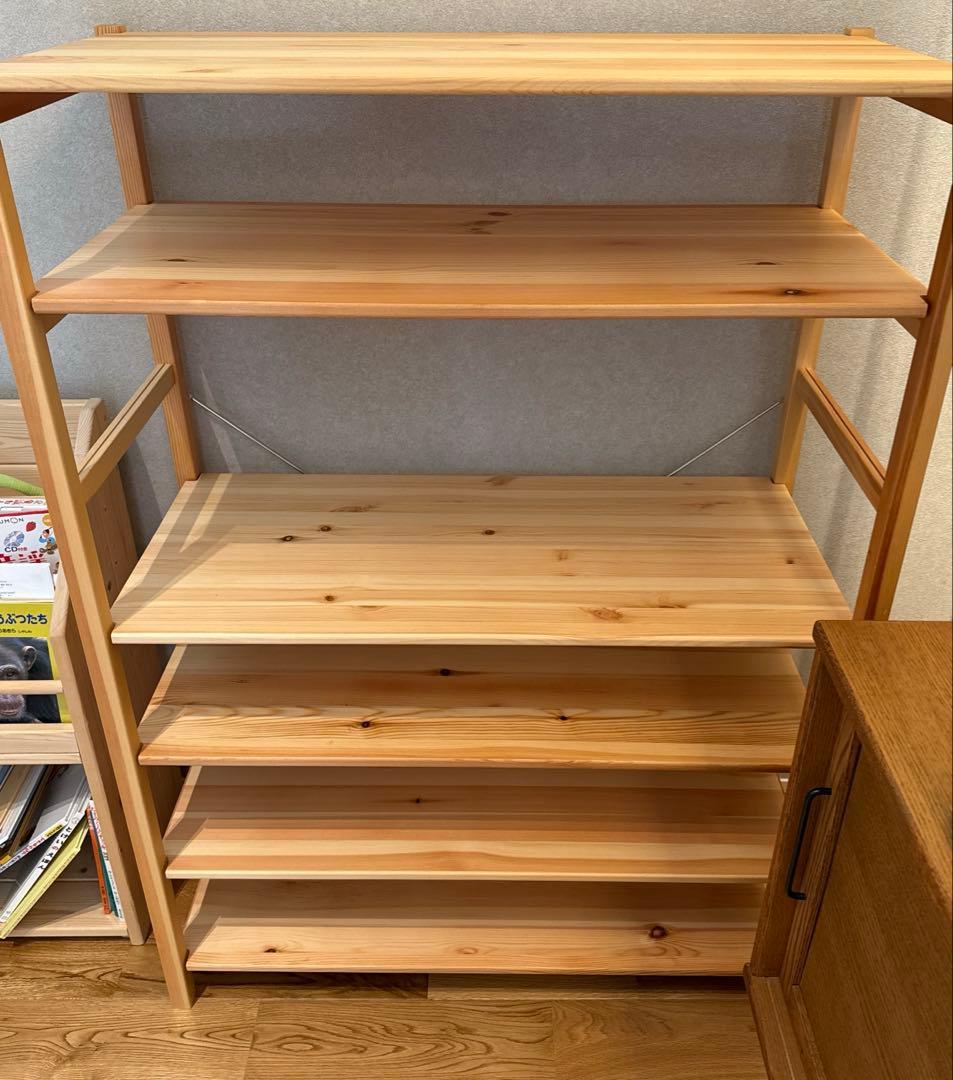 無印良品　パイン材ユニットシェルフ　８６ｃｍ幅　中　棚板2枚付き