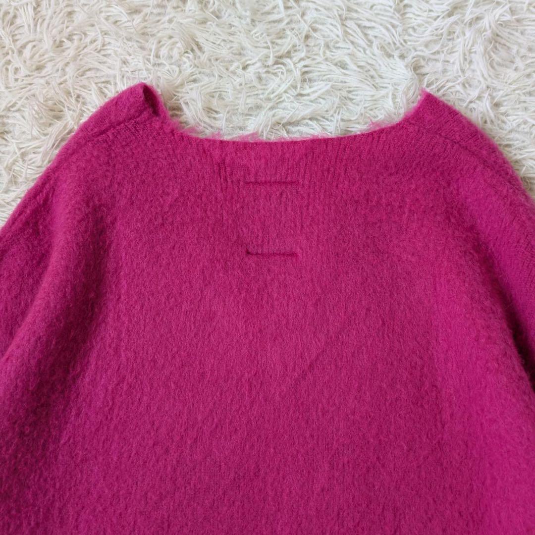 ハグオーワー/クロス&クロス　モヘヤ混シャギーVネックニット　Free 日本製