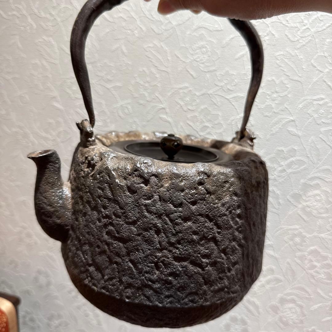 龍文堂 安之介 胴縦銘 道安型 明治時代鉄瓶 骨董 茶道具 茶器 古美術