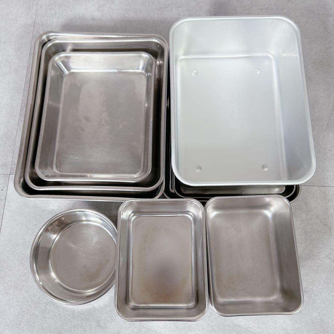 X349 ステンレス 角バット キャビネット 0号缶他 18点セット 調理器具