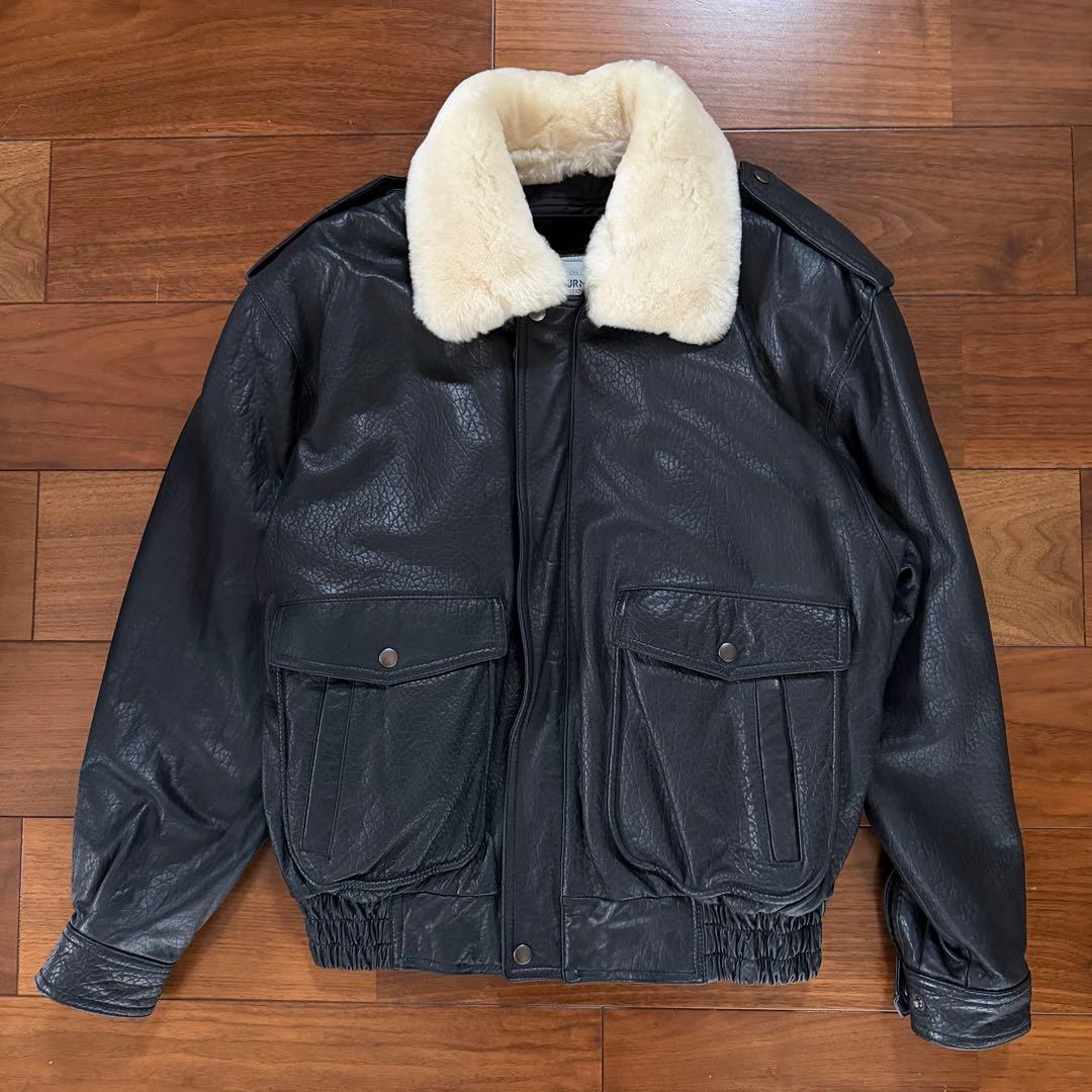 韓国製 90s A-2 G-1 リアルレザー ブラック フライトジャケット L