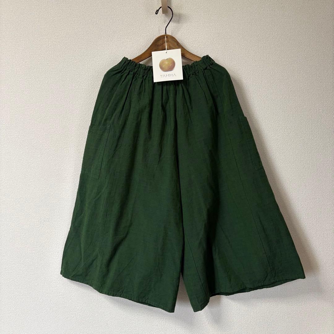 未使用☆ヤンマ産業 yamma☆会津木綿 キュロット ロング丈 グリーン