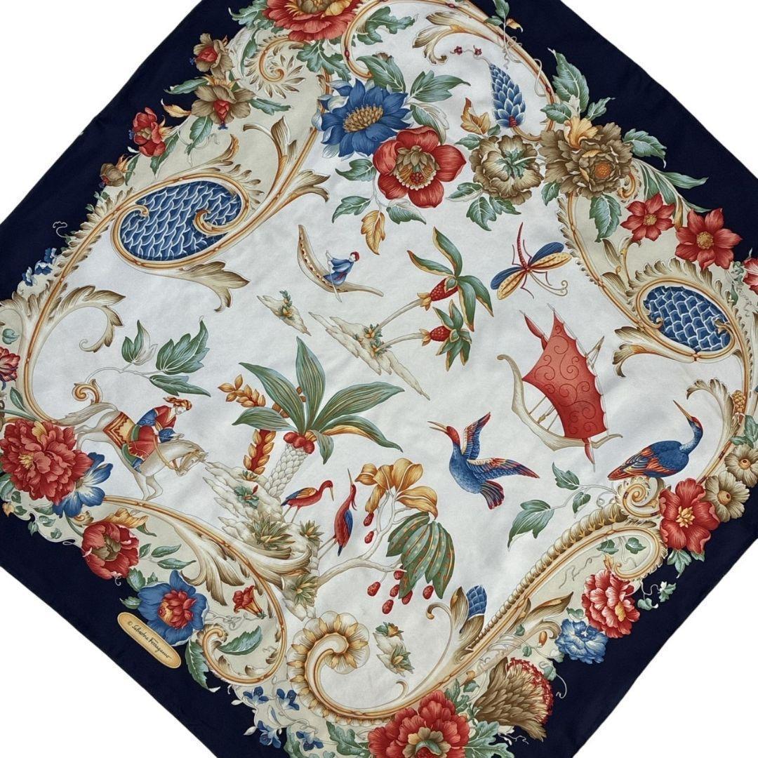 極美品✨サルヴァトーレフェラガモ シルク 大判スカーフ ストール イタリア 花柄