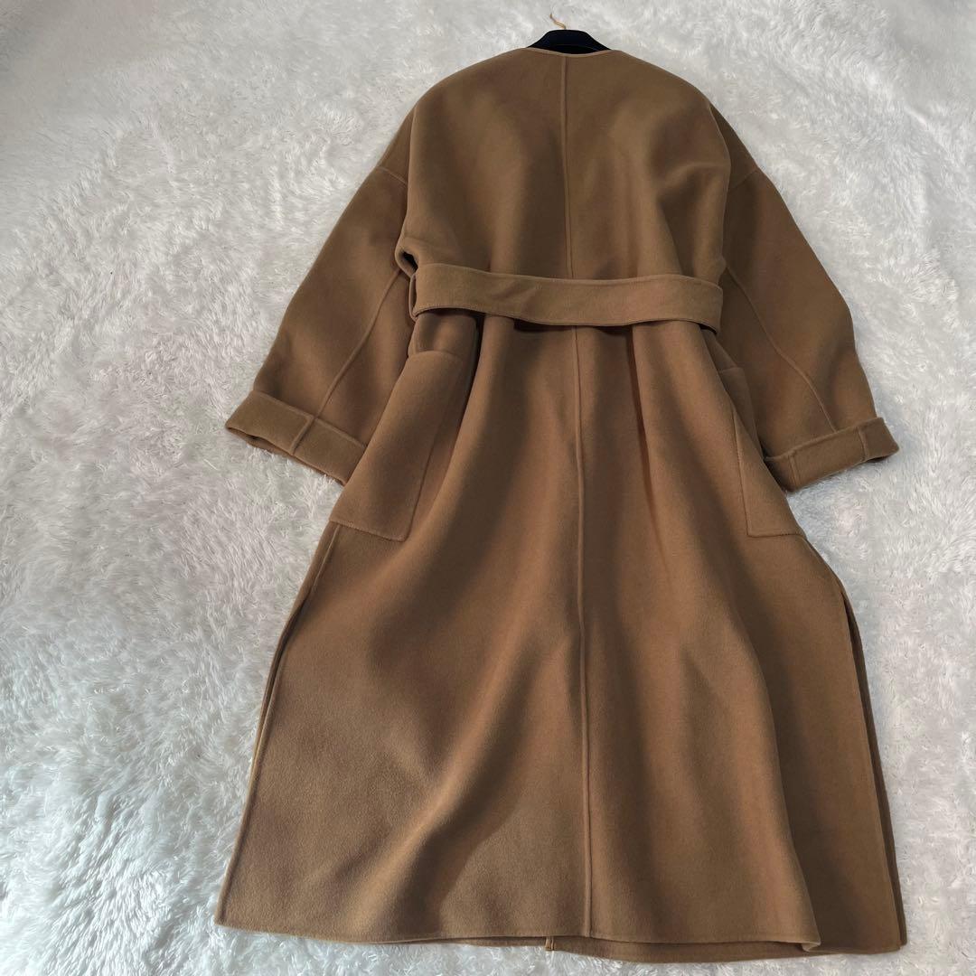 美品　N.O.R.C ウール　リバーロングコート　ダブルフェイス　ベルテッド