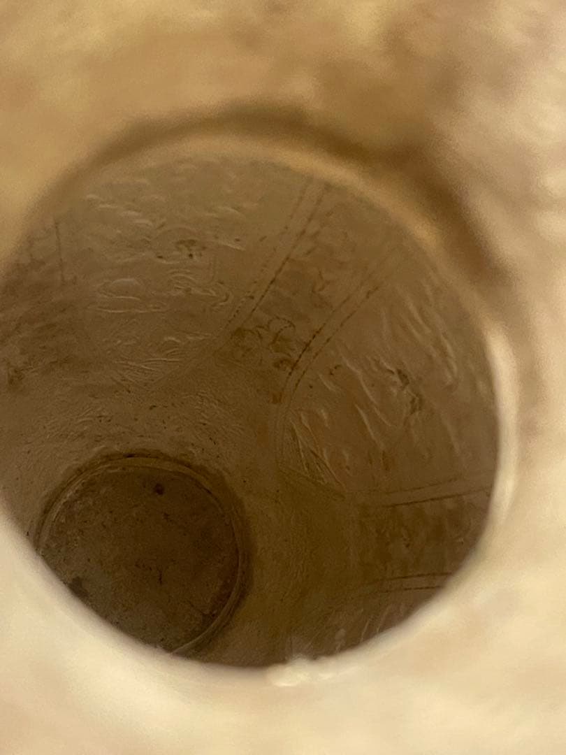 ダ*吉様 金属製 龍と鳳の模様 花瓶 約30cm 手打ち